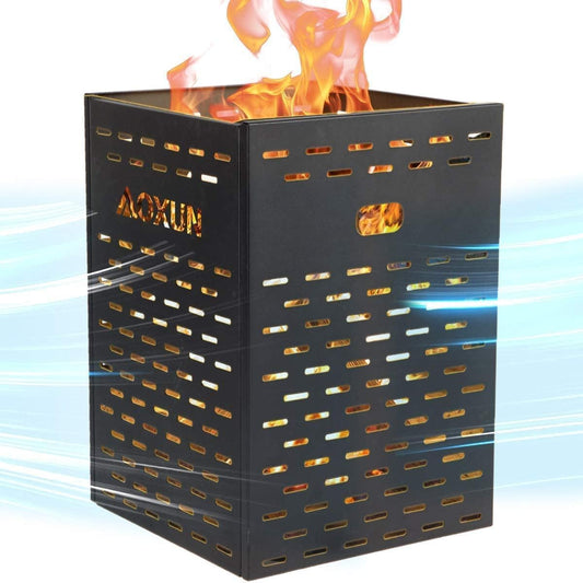 Aoxun 63 Gallon Ultra Thick Burn Barrel for Yard Waste - Heavy Duty Outdoor Incinerator Drum with Burn Cage for Paper, Leaves, Trash & Wood (27.9")