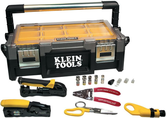 Klein Tools VDV001-833 VDV ProTech Kit with Transport Case, Cable Stripper, Crimper, Compression Connecters, Cable Cutter, Data\/Telephone Plugs