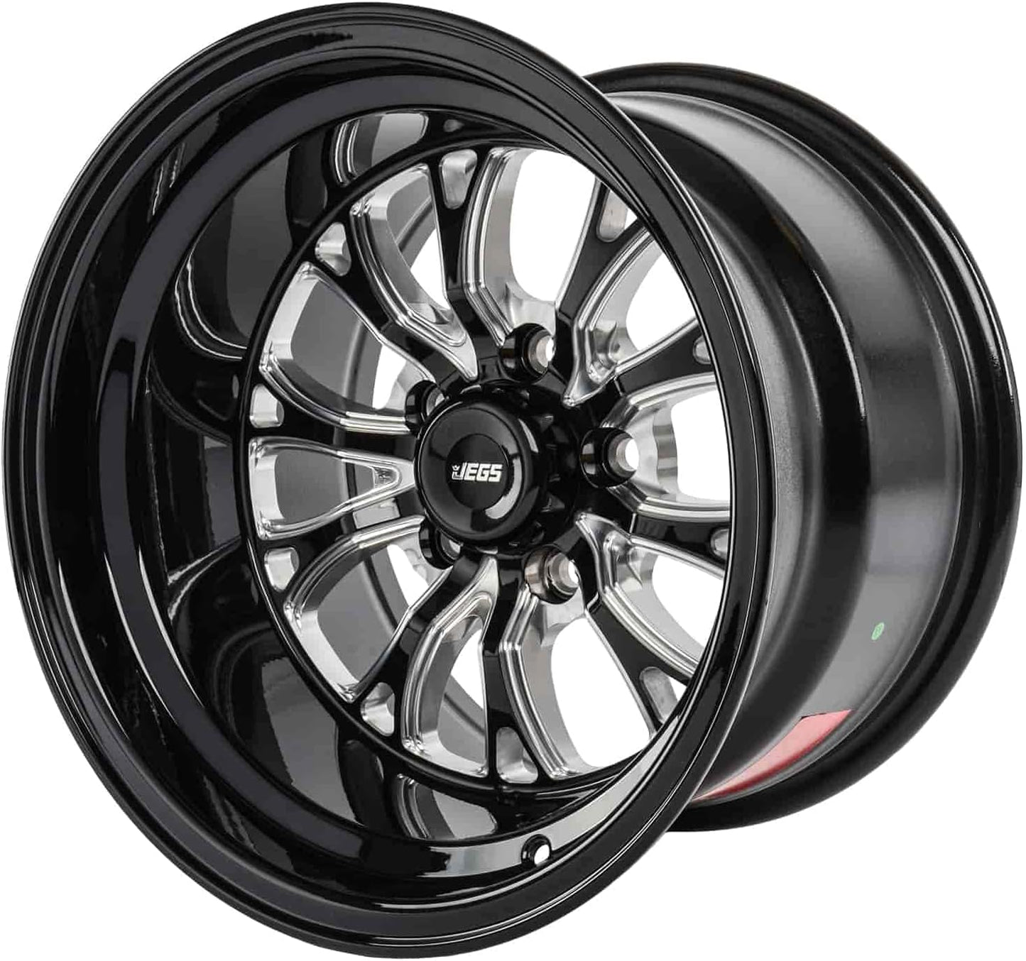 JEGS SSR Spike Wheel 15 x 10 | 5 x 4.5” Wheel Bolt Pattern Spacing | -25mm Offset | 4.5” Backspacing | Gloss Black with Milled Spoke Accents | 3.27” Center Bore