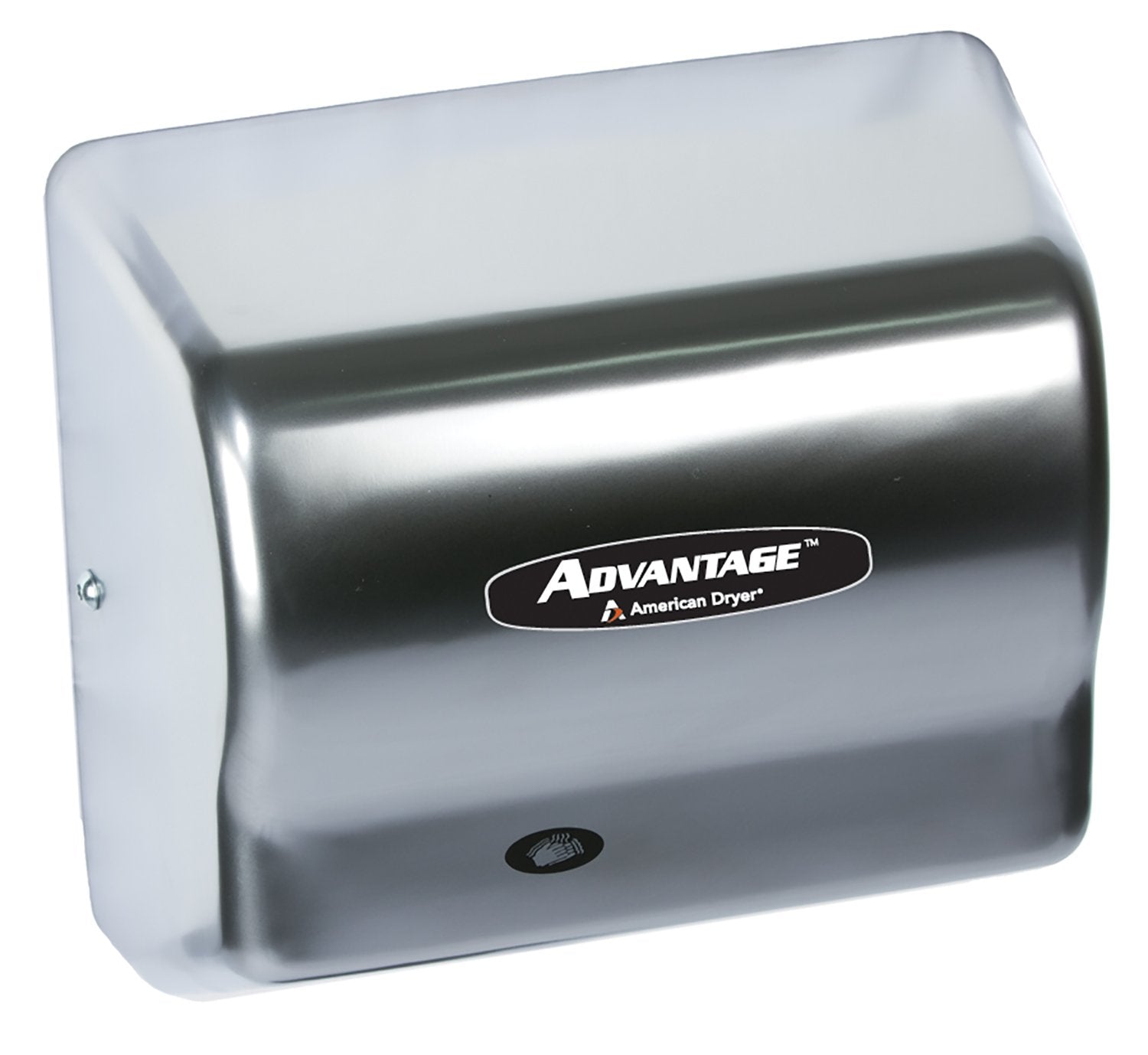 American Dryer AD90-SS Advantage Stainless Steel Standard Automatic Hand Dryer, 4 Brush Finish, 1/8 HP Motor, 100-240V, 5-5/8" Length x 10-1/8" Width x 9-3/8" Height,Brushed/Satin