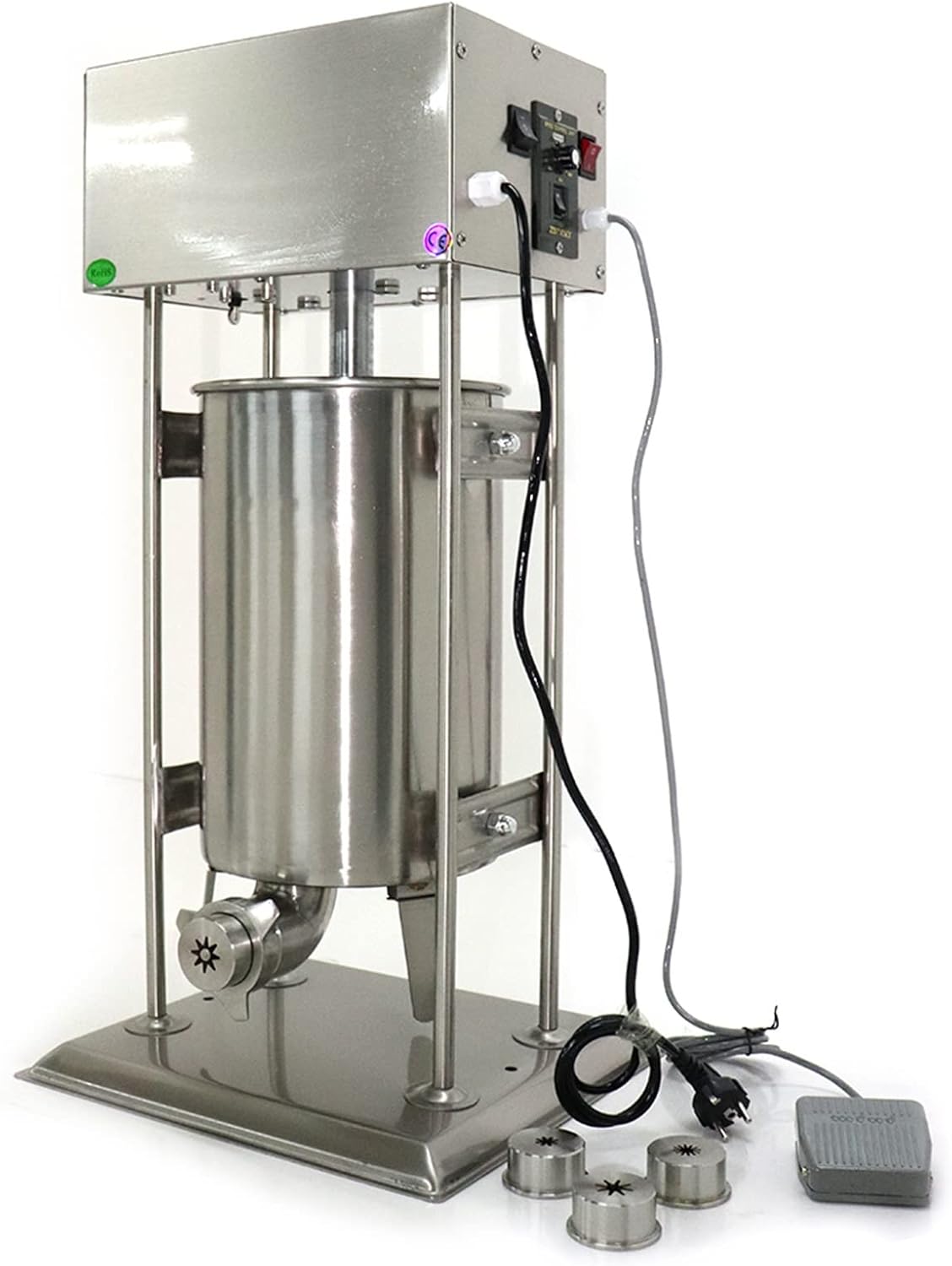 Electric Churros Maker Machine, 110V 40W 15L Commercial Spanish Churro Machine Automatic Latin Fruit Donut Machine Stainless Steel Churros Donuts Making Machine with 4 Nozzles for Restaurants Bakeries