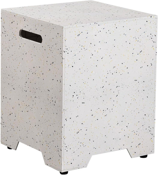 COSIEST Propane Tank Cover with Side Handles,20lb Gas Tank Cover,15.7 inch Outdoor Hideaway Tank Table for Gas Fire Pits-Terrazzo Colorful