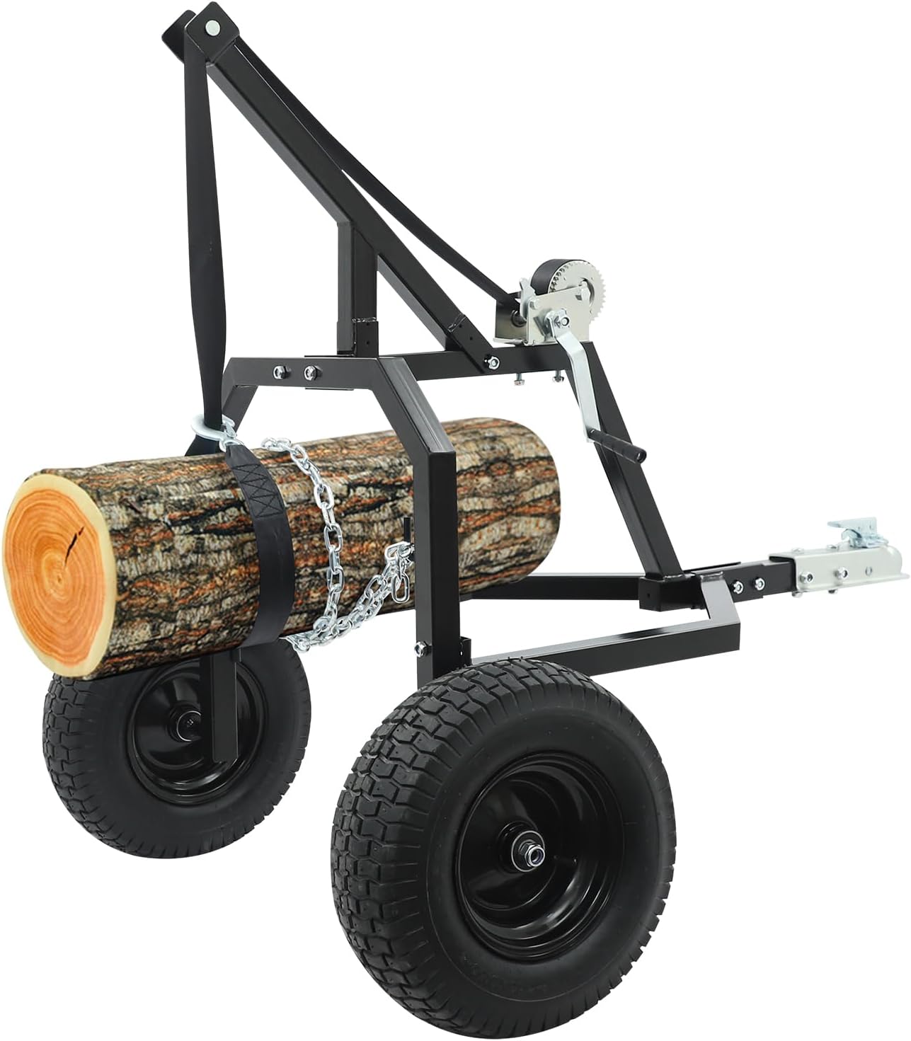 30\u201D Log Skidding Arch Dolly, 2000 Lbs Capacity Heavy Duty Log Dolly with Choker Chain& Manual Winch, Durable Steel Firewood Logs Hauling Cart Carrier Caddy for Farm Wood Transport