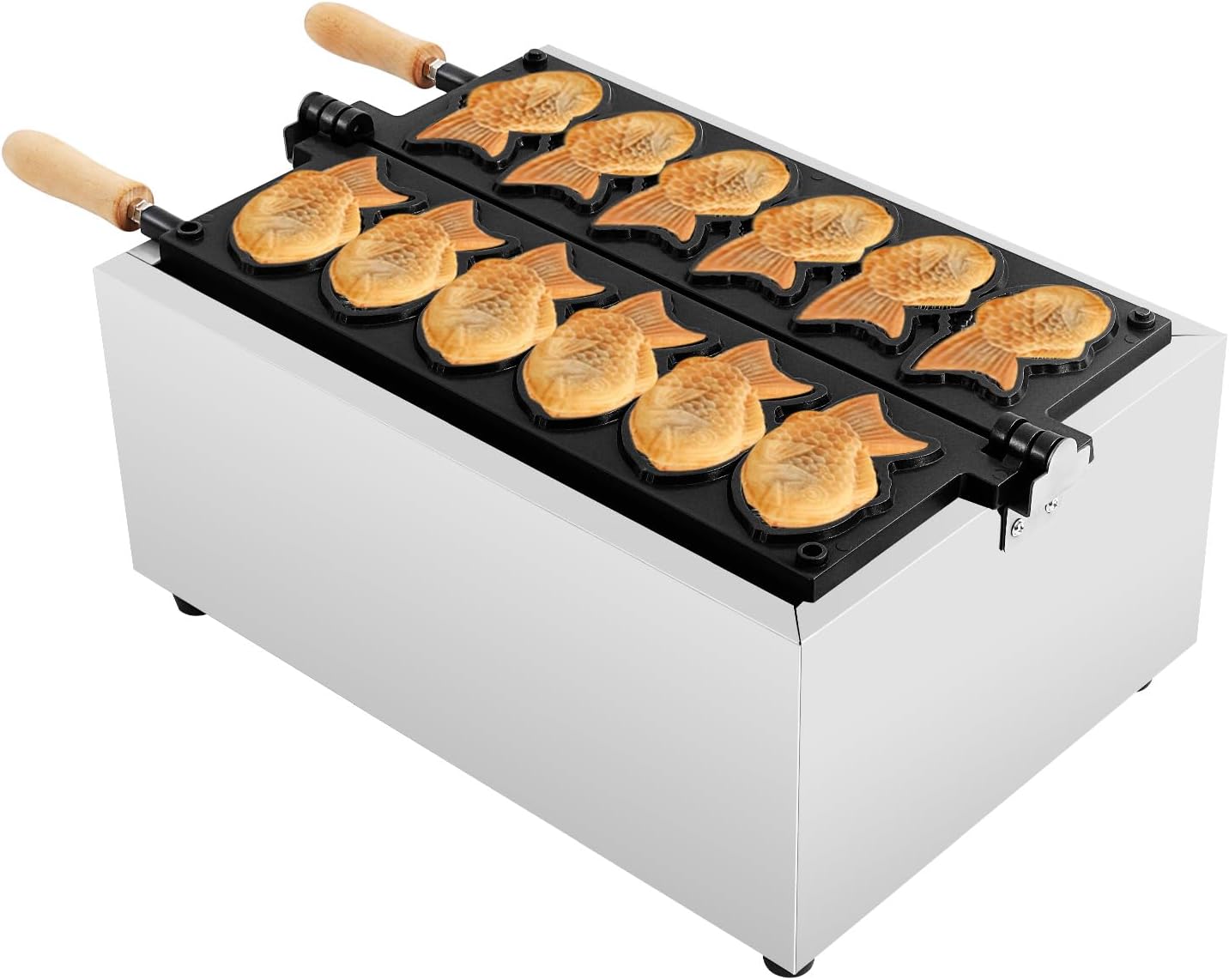 6-slot Taiyaki Fish Waffle Maker, Commercial Electric Cake Waffle Maker,Nonstick Waffle Making Machine,Fish-Shaped Mold for Restaurant Cafe Snack Shop Food Stall