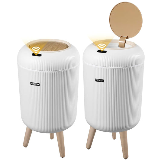 2 Pack Automatic Motion Sensor Trash Cans, 3 Gallon / 11L Touchless Trash Bins with Removable Legs, Slim Waterproof Design for Bathroom, Kitchen, Bedroom, and Office - White