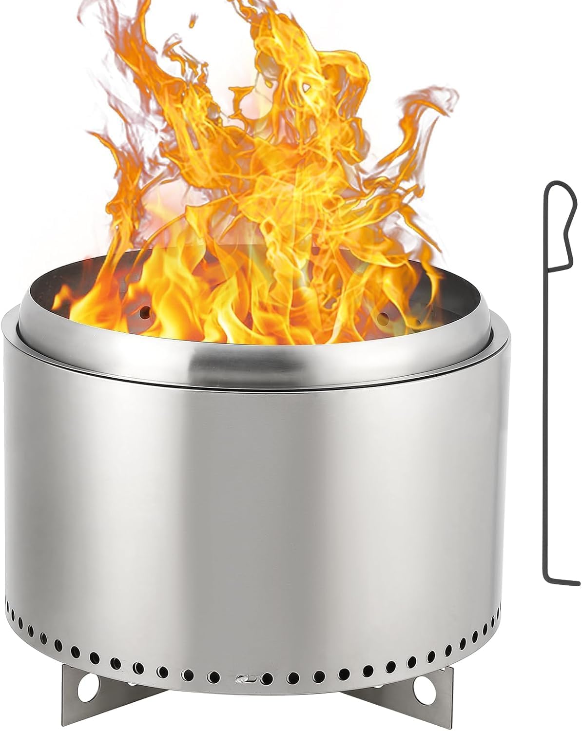 20.5'' Smokeless Outdoor Fire Pit (Air Switch) - 360° Uniform Heating, Ash Pan Included | Portable Stainless Steel Firepit for Camping, Patio, Picnic & Backyard