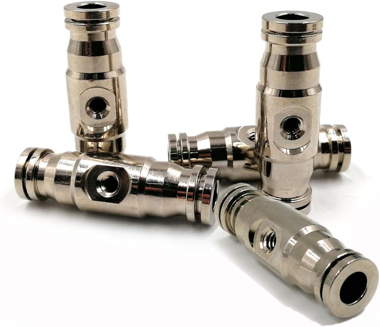 100 Pack 1/4" Slip Lock Fog Mist Nozzle Connector, High Pressure Misting Nozzle Tees with for Cooling System 10/24 UNC Brass Tee Connector