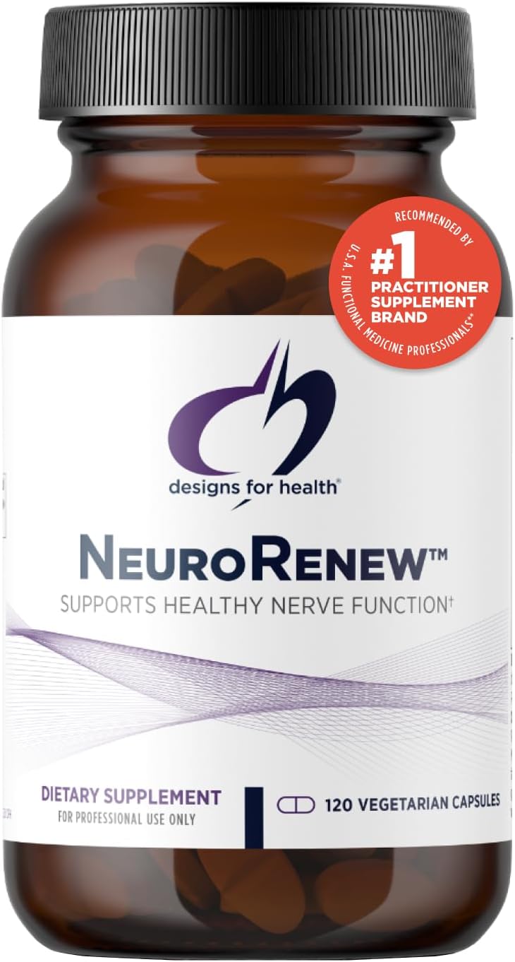 Designs for Health NeuroRenew - 5-MTHF with Vitamin B6 (p-5p), Methyl B12, Acetyl L-Carnitine, B1 (Benfotiamine) + More - Supports Healthy Nerve Function - Non-GMO Supplement (120 Capsules)