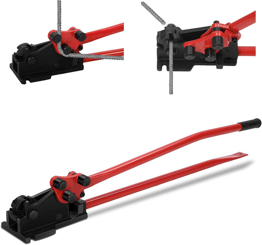 Rebar Bender & Cutter 2 in 1 Rod Bender Metal Bending Tool Manual Effortlessly Cut and Bend Rebar up to 5/8 Bending Machine, Red