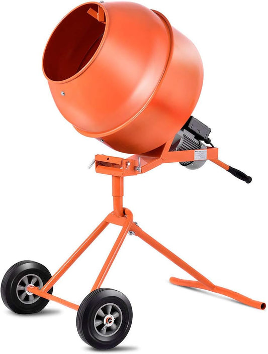 Stark USA 1/2hp 5.0 CU FT Portable Electric Concrete Cement Mixer Barrow Machine Mixing Mortar for Stucco Mortar Seeds Fodder with Handle Stand and Wheel, Orange
