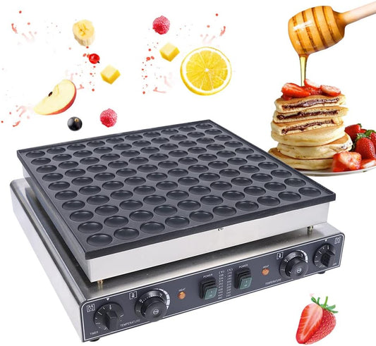 3400W Commercial Mini Pancake Maker, 100Pcs Non-Stick Stainless Steel Electric Pancake Making Machine, Temp And Time Control, For Home Kitchen Restaurant