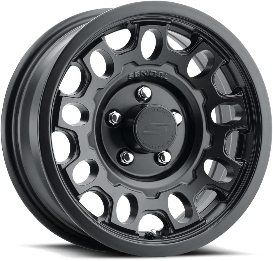 15x6 Sendel T17 Matte Black Aluminum Trailer Wheel 5x4.5