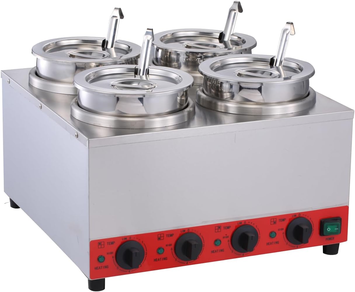 Electric Nacho Cheese Sauce Dispenser with Ladle and Insert Pot 3.5qt Capacity On\/Off Switch (Square(Four Cheese Warmer))