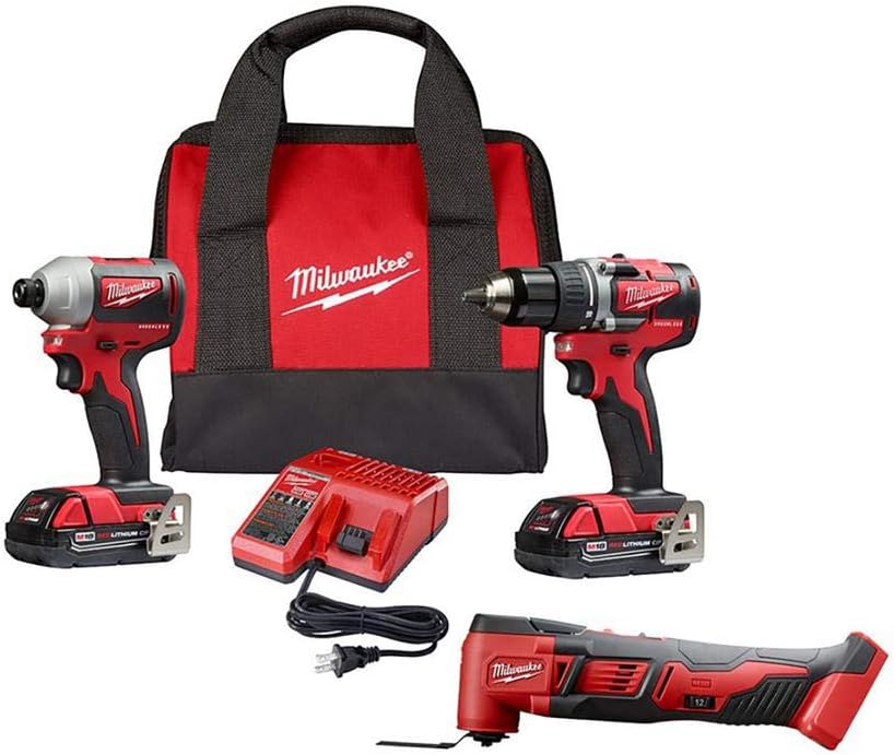MILWAUKEE'S MILWAUKEE M18 18-Volt 3 Piece Cordless Combo Tool Set,1/2in.Drill/Drive,1/4in.Hex Impact Driver,Multi-Tool