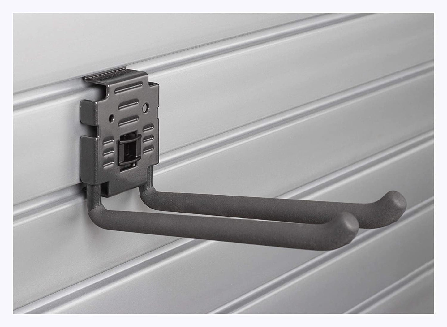 HandiWall 8" Double Hook with Locking Bracket for Tool Storage on Garage Slatwall Panels (Case of 6)