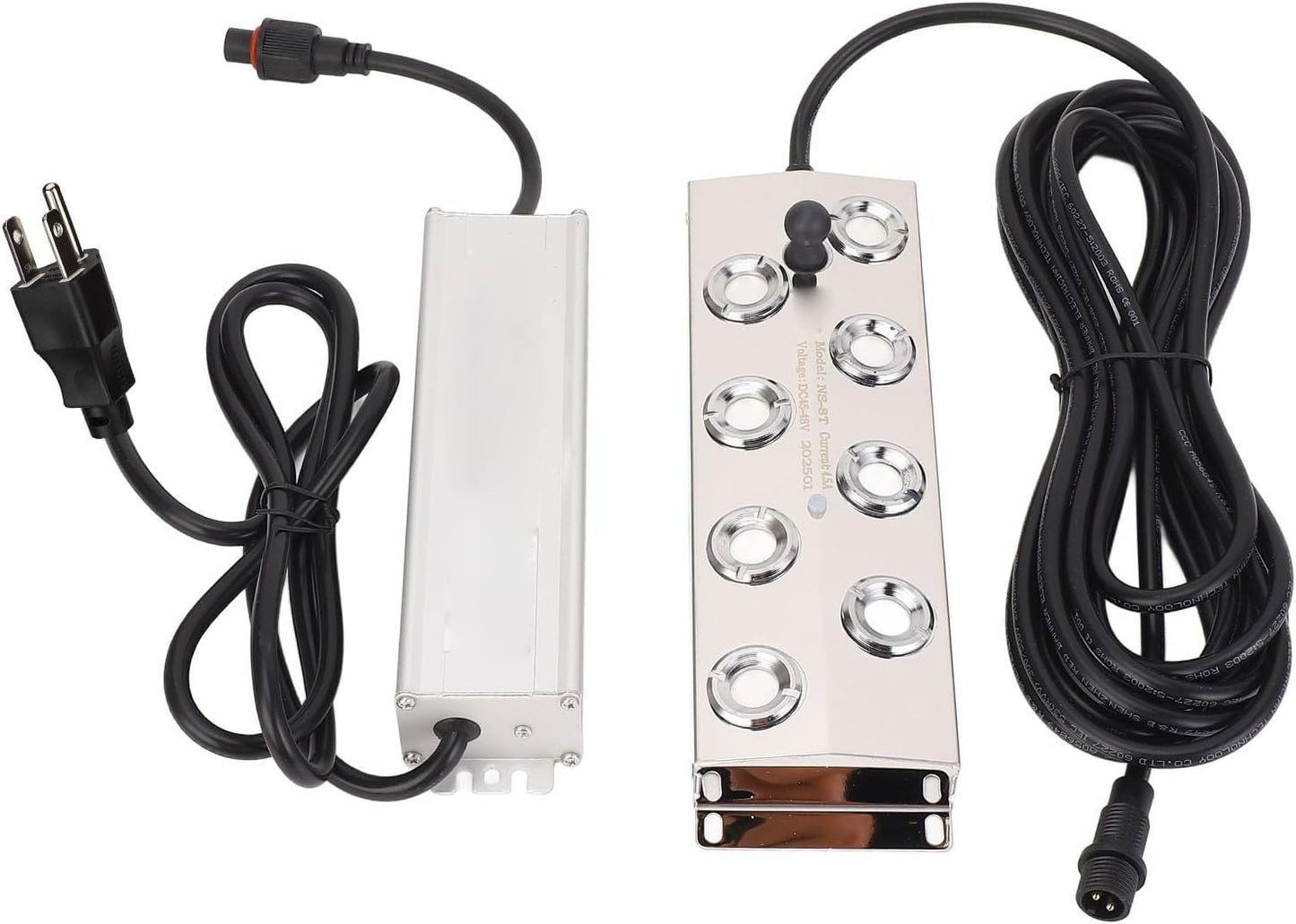 EVTSCAN Ultrasonic Fogger 8 Head 300W Mist Maker with IP67 Water Proof Power Supply Stainless Steel for Garden Rockery