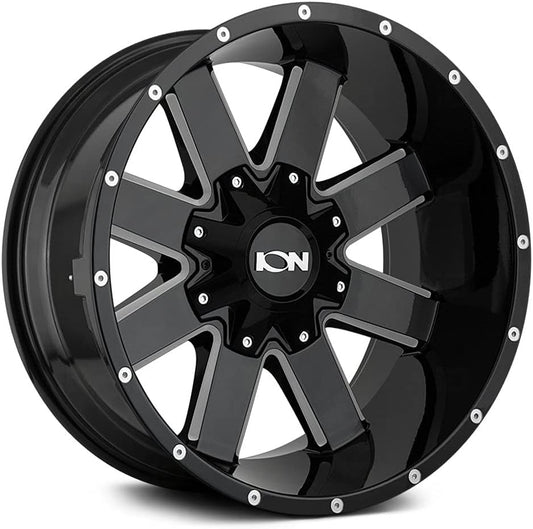 Ion Alloy 141 Gloss Black Milled Wheel with Alloy Steel (17 x 9. inches /6 x 78 mm, 18 mm Offset)