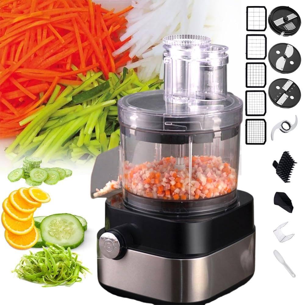 Commercial Vegetable Chopper, 5000ml Capacity Food Chopper, Cutter Food Processors with 5 Cube Grid for Dicing, Slicing, Shredding, Mincing and Meat Grinder, for Home Commercial Use