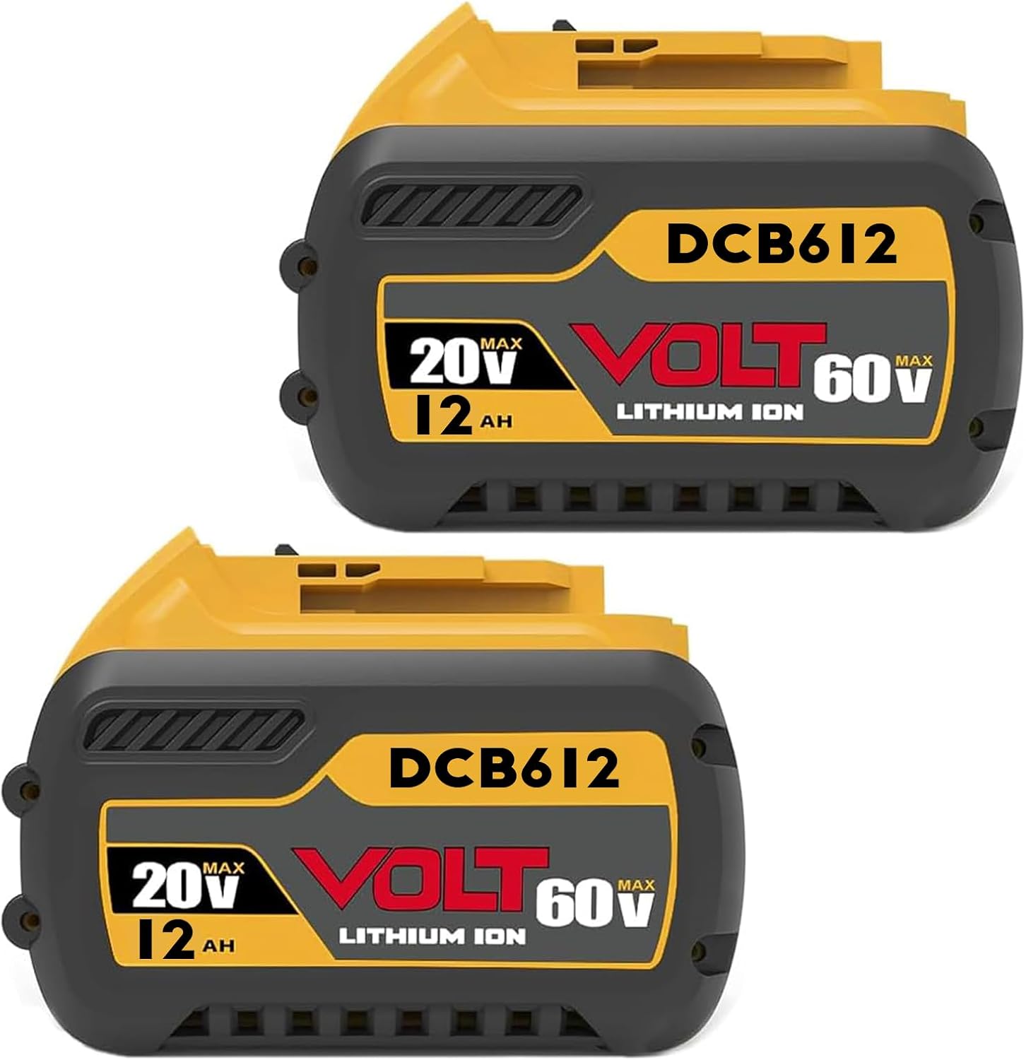 60V Max 12Ah Battery - Compatible with DeWalt 20V\/60V Tools, Compatible with DCB612 DCB606 DCB609, Extended Runtime & Overload Protection, 2 Pack