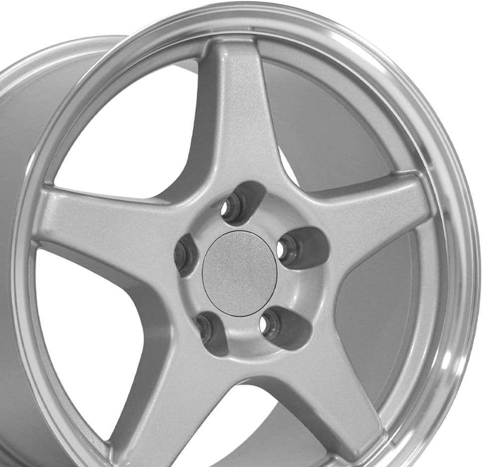 OE Wheels CV01 17 Inch Rim Fits Corvette C4 ZR1 Style 5x120.65 17x9.5 Gloss Silver Machined Lip - Hollander 5035 (1)