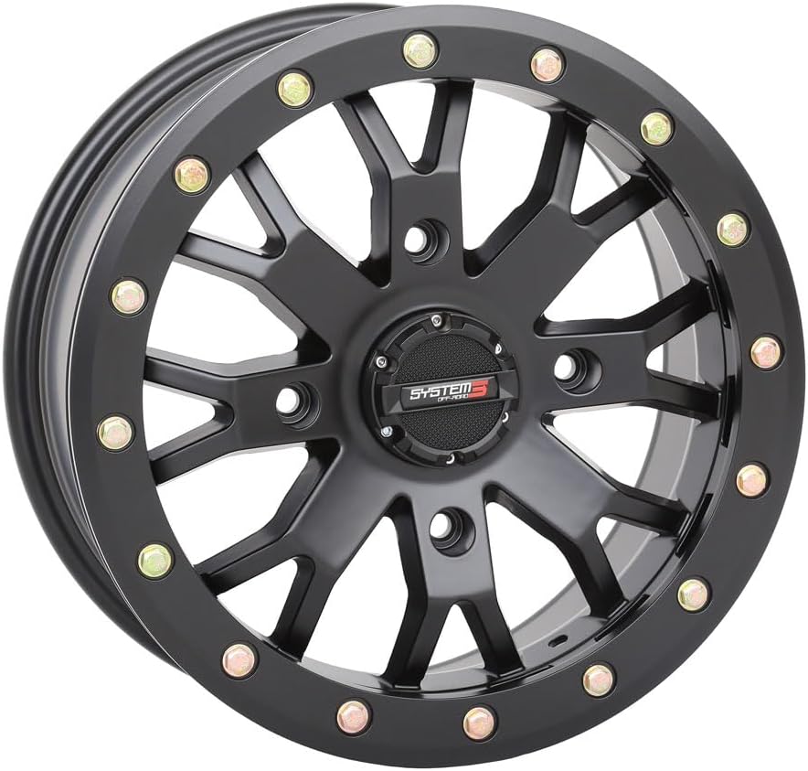 System 3 SB-4 Beadlock 14x7 ATV/UTV Wheel - Matte Black (4/156) 4+3 [14S3-3157]