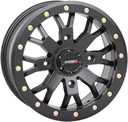 System 3 SB-4 Beadlock 14x7 ATV/UTV Wheel - Matte Black (4/156) 4+3 [14S3-3157]