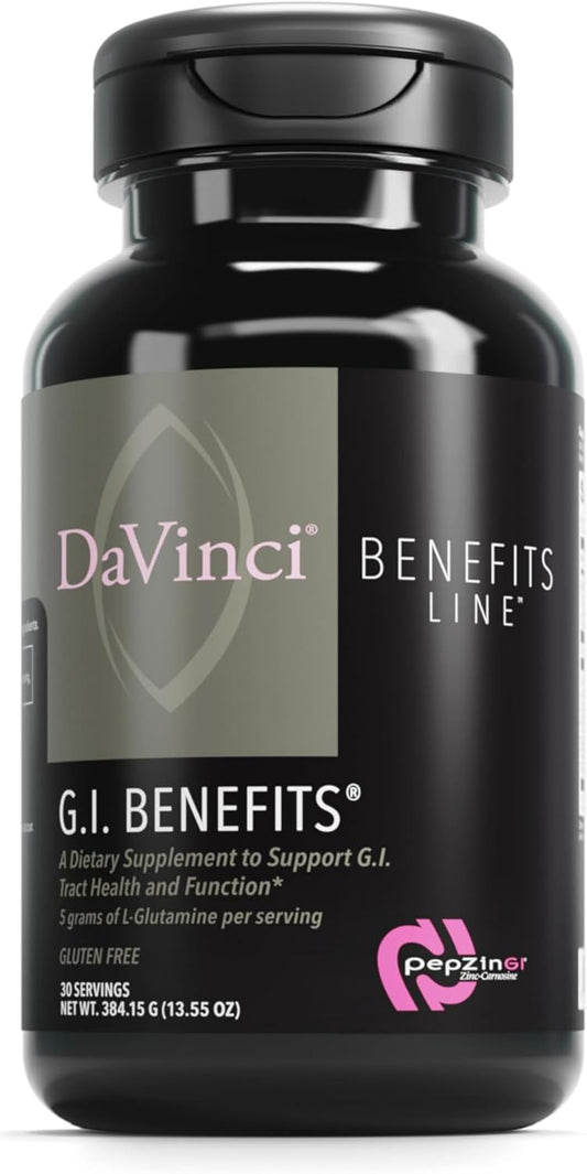 DAVINCI Labs GI Benefits - Digestive Health Supplement Powder with Zinc & L-Glutamine* - Support Immune System & Healthy Digestion* - Gut Health Supplement for Men & Women - 30 Servings (384.15 g)