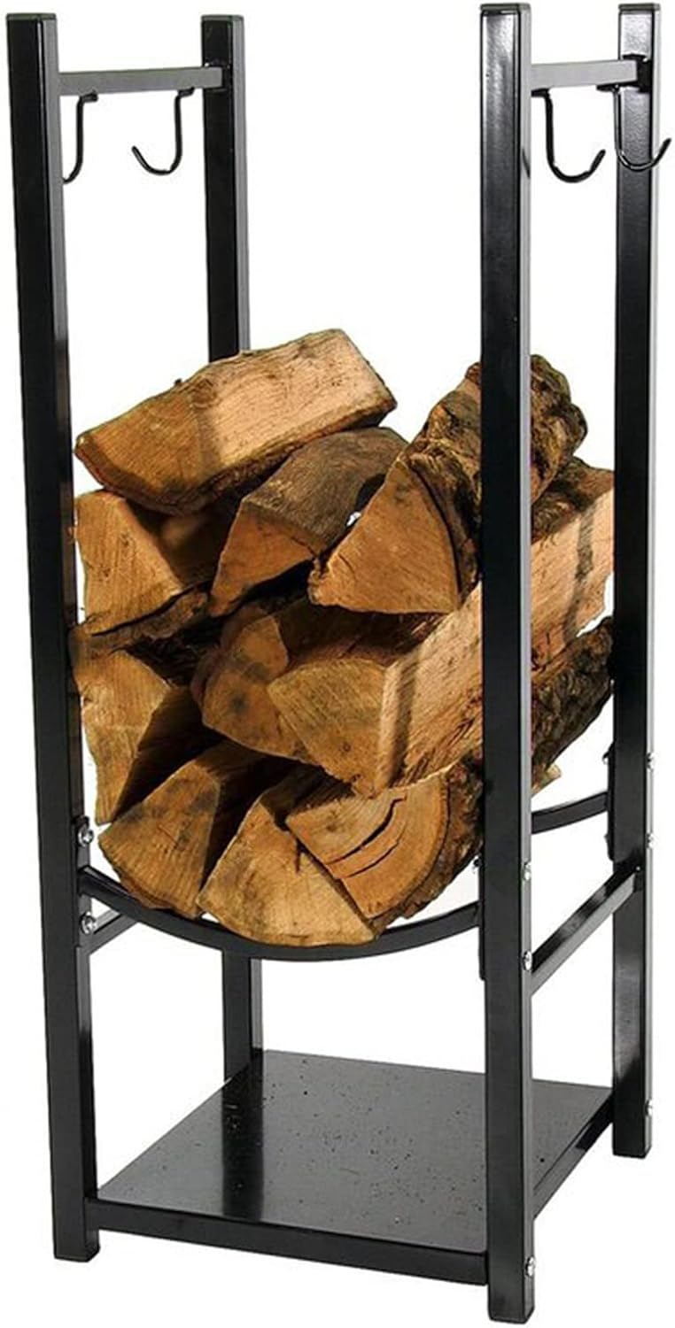 Firewood Rack Firewood Racks 2 Tier Fireplace Logs Storage Stand with Hanging Hooks, Tall 32. 3Inch Indoor Outdoor Stacking Firewood Rack, Winter Fireside Firewood Holder,