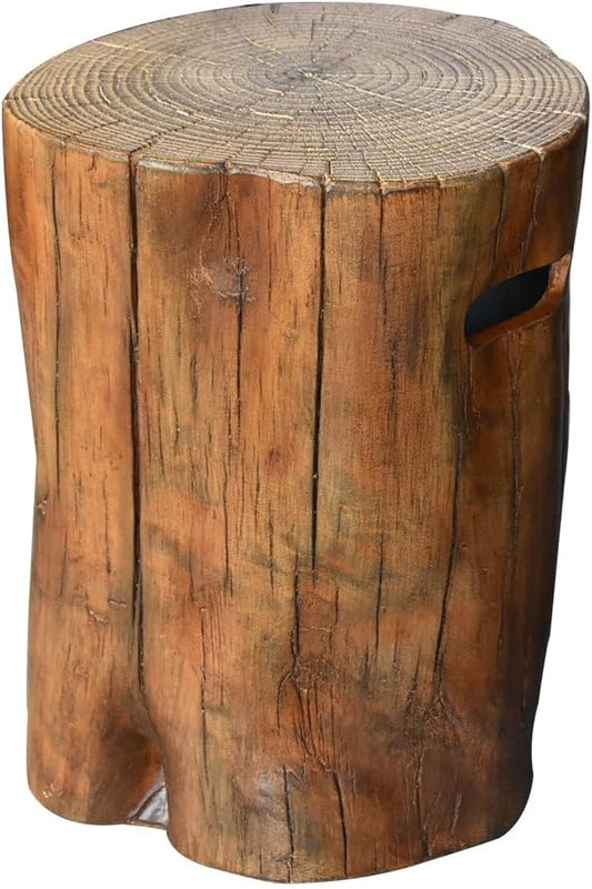 Elementi Manchester Redwood Propane Tank Cover Fire Pit Round 19 in. Concrete Side Table Fits Standard 20 Pound Propane Tank Hideaway Table