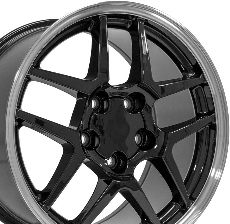OE Wheels CV04 17 Inch Rim Fits Corvette C5 Z06 Style 5x120.65 17x9.5 Gloss Black Machined Lip - Hollander 5123 (1)