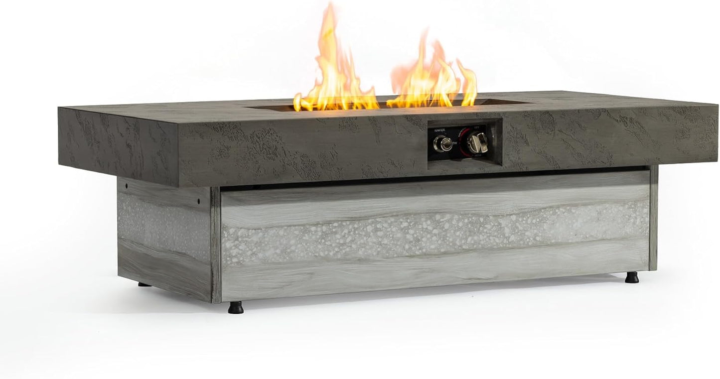 48\u2019\u2019 Outdoor Gas Fire Pit Table 50,000 BTU Propane Firepits Rectangle Coffee Table with Rain Cover for Outside Patio, Backyard, Garden Heating