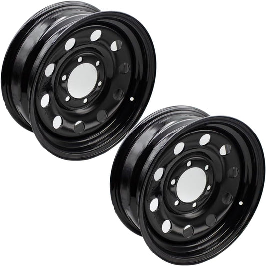 2 PACK Black 15x6 Tralier Rim Wheel 6 Lug Holes On 5.5 6x5.5 15 inch 15 X 6 X 5.5 Bolt Circle Steel Equipment Trailer Rim Wheel