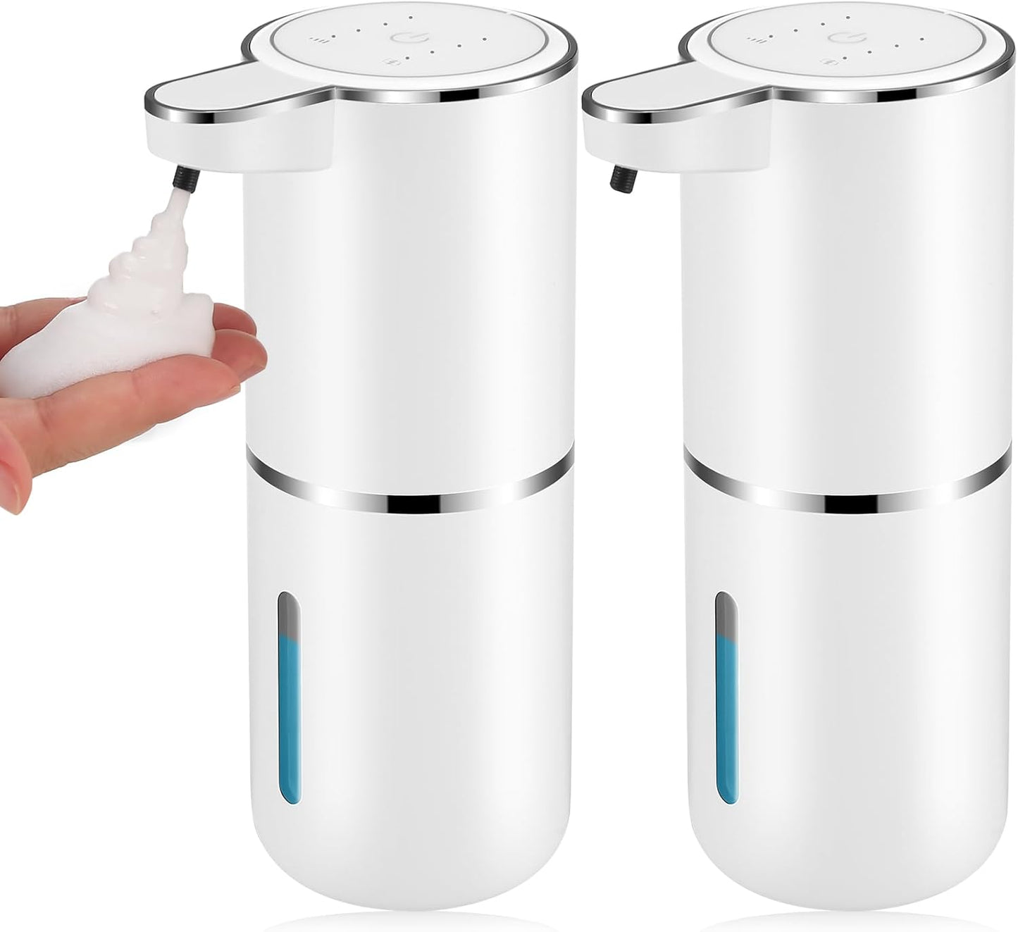 2 Pack Automatic Soap Dispensers,12.8oz\/380ml USB Touchless Automatic Foaming Soap Dispenser,Rechargeabled Wall Mounted Smart Soap Dispenser for Bathroom Kitchen Dish Soap