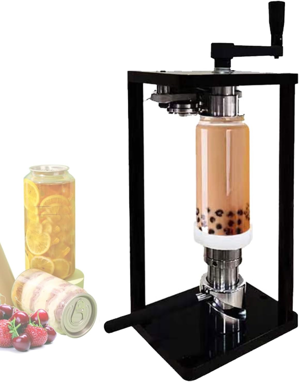 Hand Tin Can Seamer Machine, Jars Press Sealing Tool for Jars Height 1.2-6.7in, Diameter 55 Mm/2.2 Inch,Commercial Round Can Sealer with Fixed Base for Glass Plastic Tin Can