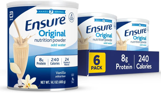 Ensure Original Vanilla Nutrition Powder | Vanilla Protein Powder | Small Meal Replacement Shake Mix | 8g Protein, 24 Vitamins & Minerals | Immune Health | 14.1 oz - 6 pack