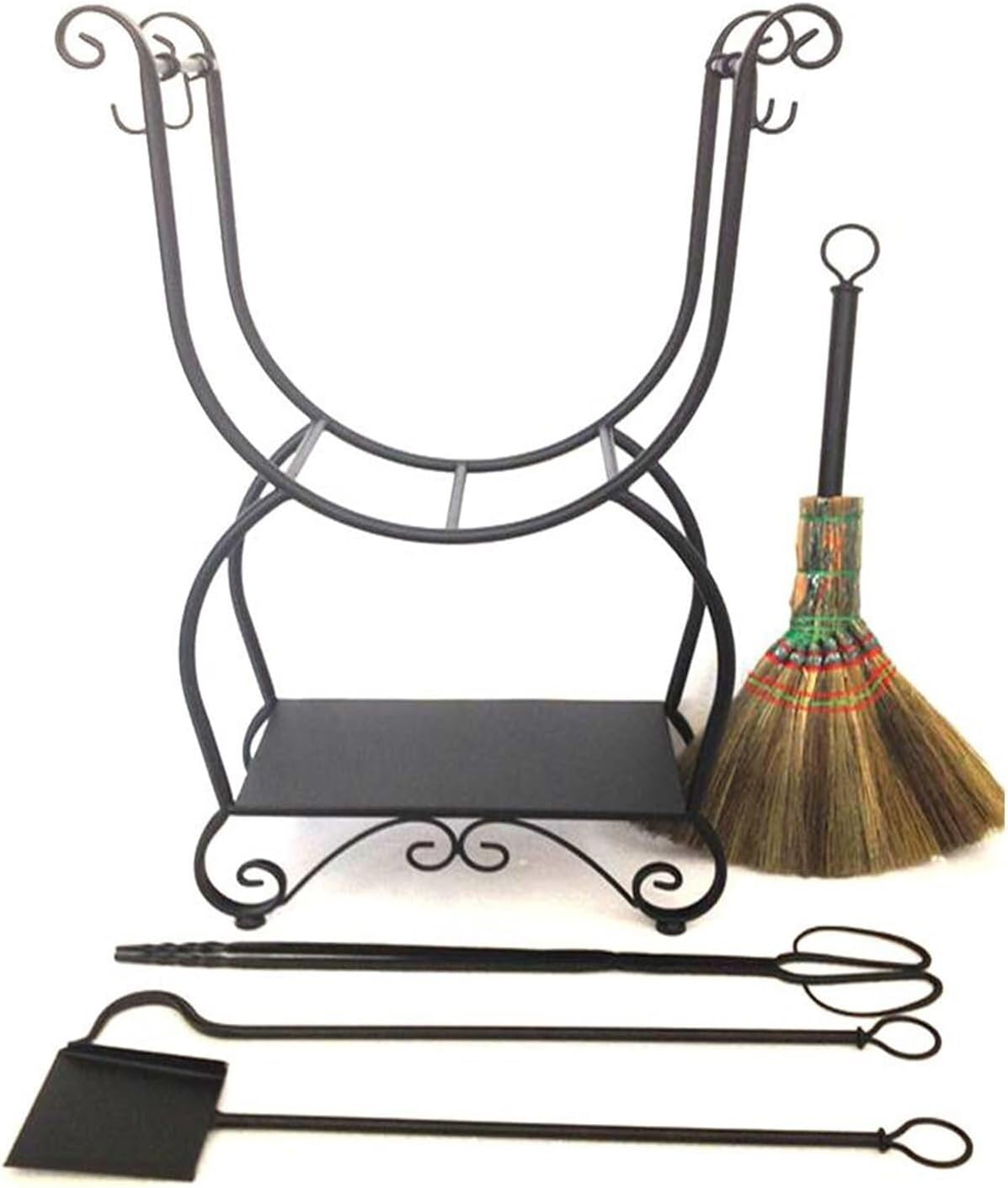 Metal Firewood Rack Set With 4 Fireplace Tools \u2013 Indoor & Outdoor Log Holder Organizer(Black)