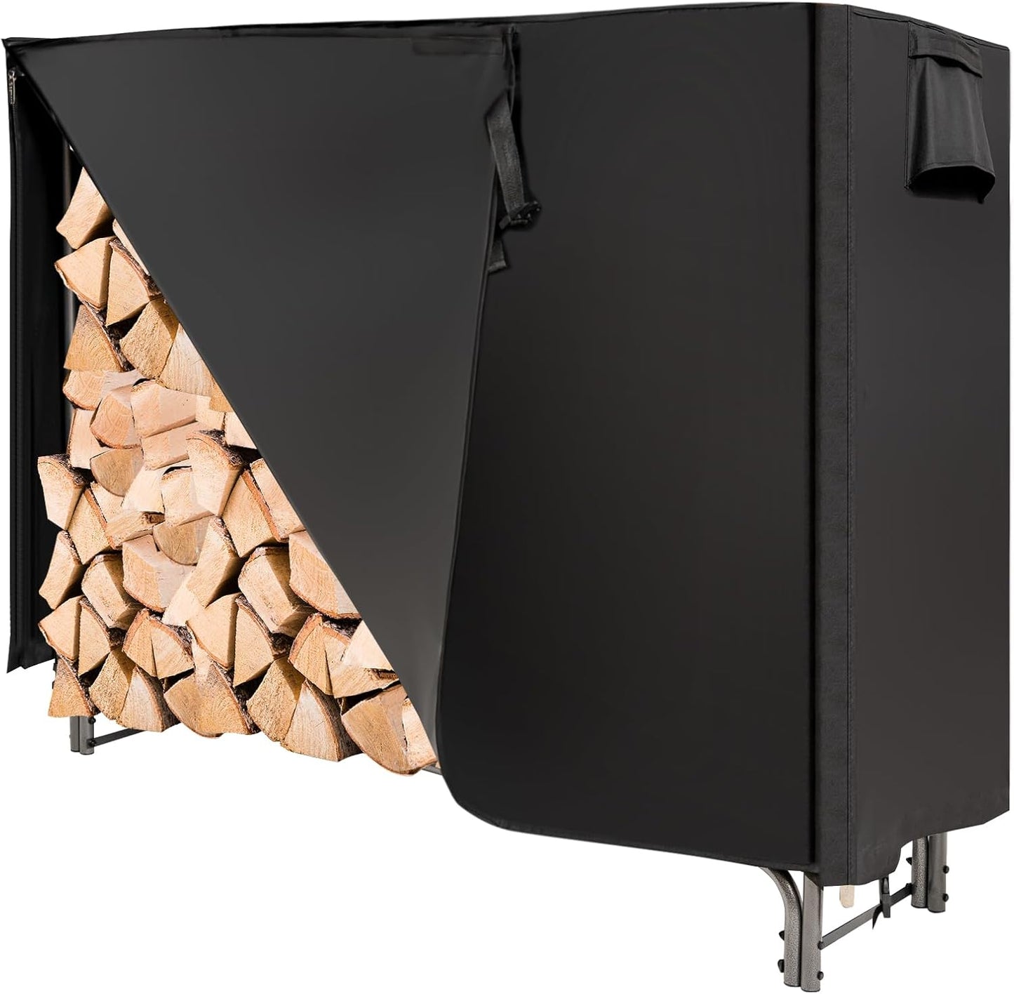 IRONMAX 5ft Firewood Rack with Cover, Outdoor\/Indoor Waterproof Heavy Duty Log Storage Stand w\/Air Vent, Fire Wood Lumber Holder and Cover Combo Set for Backyard, Garden, Patio