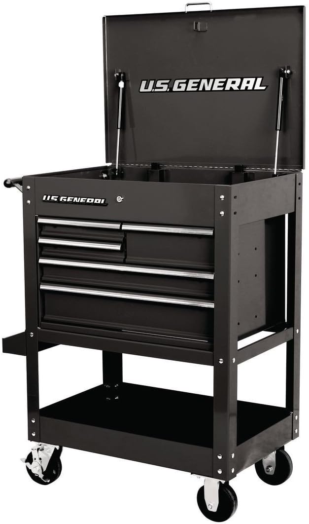 30 in. 5 Drawer Mechanic's Tool Cart Cabinet - Black