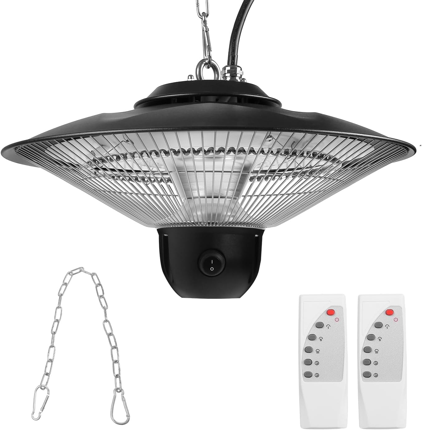 Outdoor Patio Heater, 1500W Electric Infrared Hanging Patio Heater for Outdoor Use, Ceiling Mounted IP23 Waterproof with 3 Heating Levels 30/60Mins Timer, Remote Control for Porch Garage Balcony