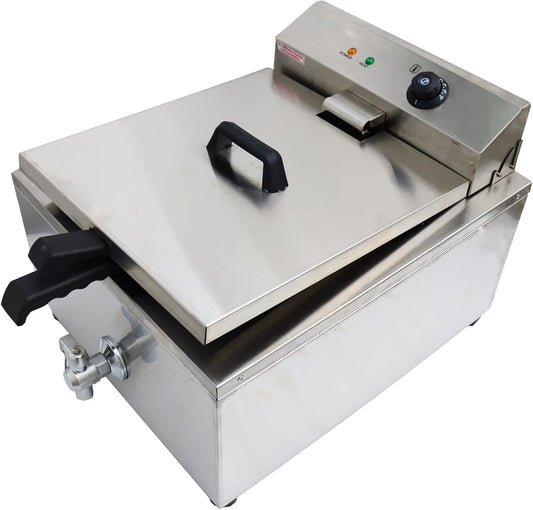 Commercial Funnel Cake Fryer Stainless Steel Fryer Machine Sinlge-Cylinder with 2 Ring Molds for Cakes Donuts Fried Chicken French Fries