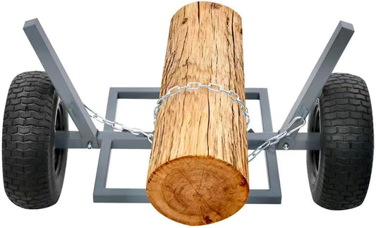 Qgnaewnoyj Log Holder with 1600lbs Capacity, Accommodates Logs up to 24'' in Diameter, Heavy-Duty Holder with Chain for Farm Wood Sand Gravel Fertilizers Transport, Gray
