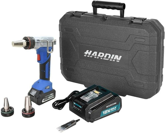 Hardin HD-8200 18V Cordless PEX-A Expansion Tool Kit – LockSeal Expansion Heads 1/2", 3/4", 1" – Lithium-Ion Battery, Charger, Carrying Case – Professional PEX Tubing Expansion System