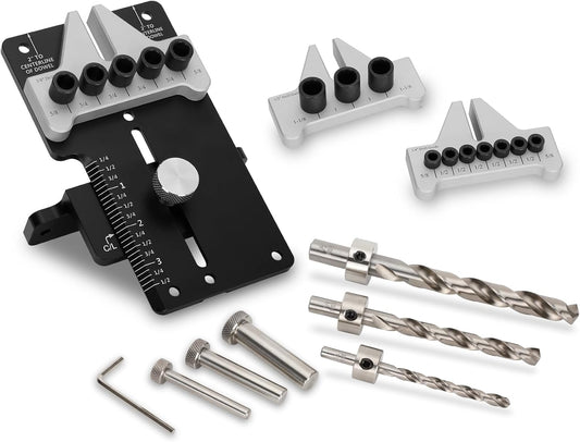 Margars 08350MK Dowelling Jig Kit Master Kit, Dowelling Jig Kit for Precision Woodworking Joinery Tool with 1/4’’, 3/8’’, 1/2’’ Dowelling Kits, CNC Machined for Durability and Long-lasting