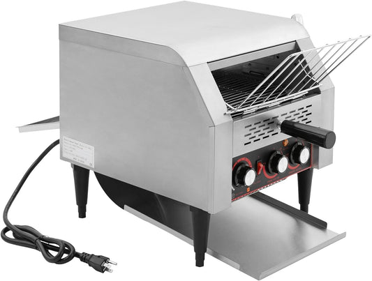 Commercial Conveyor Toaster, 300 Slices\/Hour Stainless Steel Heavy Duty Industrial Toasters 1900w Countertop Bread Toaster with Dual Temperature Control for Baked Food (TT-300L)