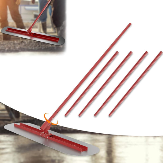 48''x12'' Concrete Bull Float Kit, Concrete Float with 4 Extendable Poles, Round End Stainless Steel Concrete Finishing Trowel for Plaster, Concrete Resurfacing, Custom Tiling Jobs