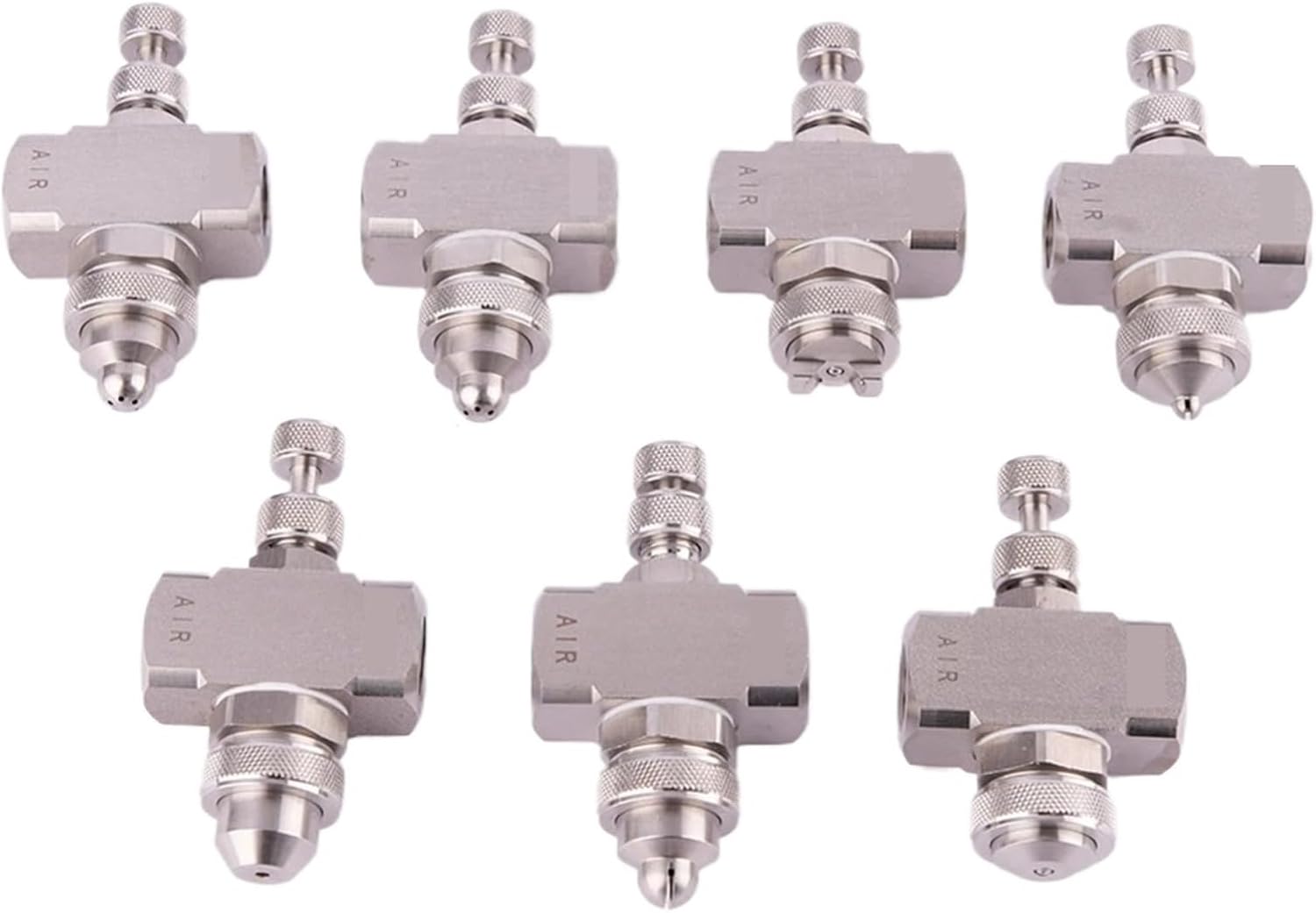 MQKXZOWL 1\/4" Air Atomizing Fog Misting Jet Nozzle Siphon Pressure Adjustable Fine Mist Sprayer Two-Fluid Gas-Water Mixing Spray Head(Wide-Angle Round)