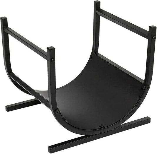 Foldable Firewood Rack 44cm Indoor Outdoor Fireplace Logs Holder for Back Yard Deck Heavy Duty Wood Bin Stand Black,