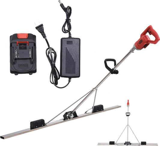 Power Concrete Screed Vibratory Kit Concrete Finishing Tool, Cordless Electric Screed Cement Finishing Vibrating Machin with 6ft Boards, Machine Head + Motor Concretes Surfaces Leveling Tamper Ruler