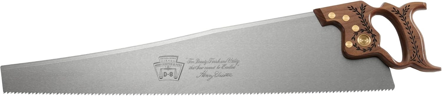 Disston 26\u201D Walnut Handled Professional Rip Saw for Wood