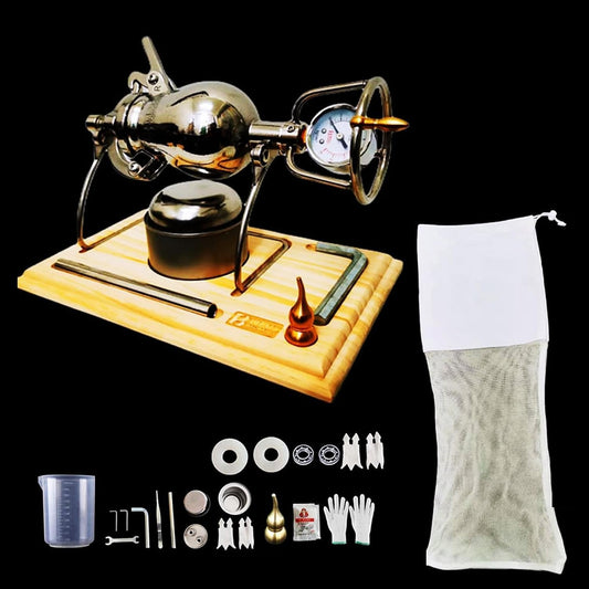 Chinese Vintage Popcorn Machine, 304 Stainless Steel Popcorn Machine with Pressure Gauge, Mini Hand Popcorn with Manual Crank, Heating Slow Boost